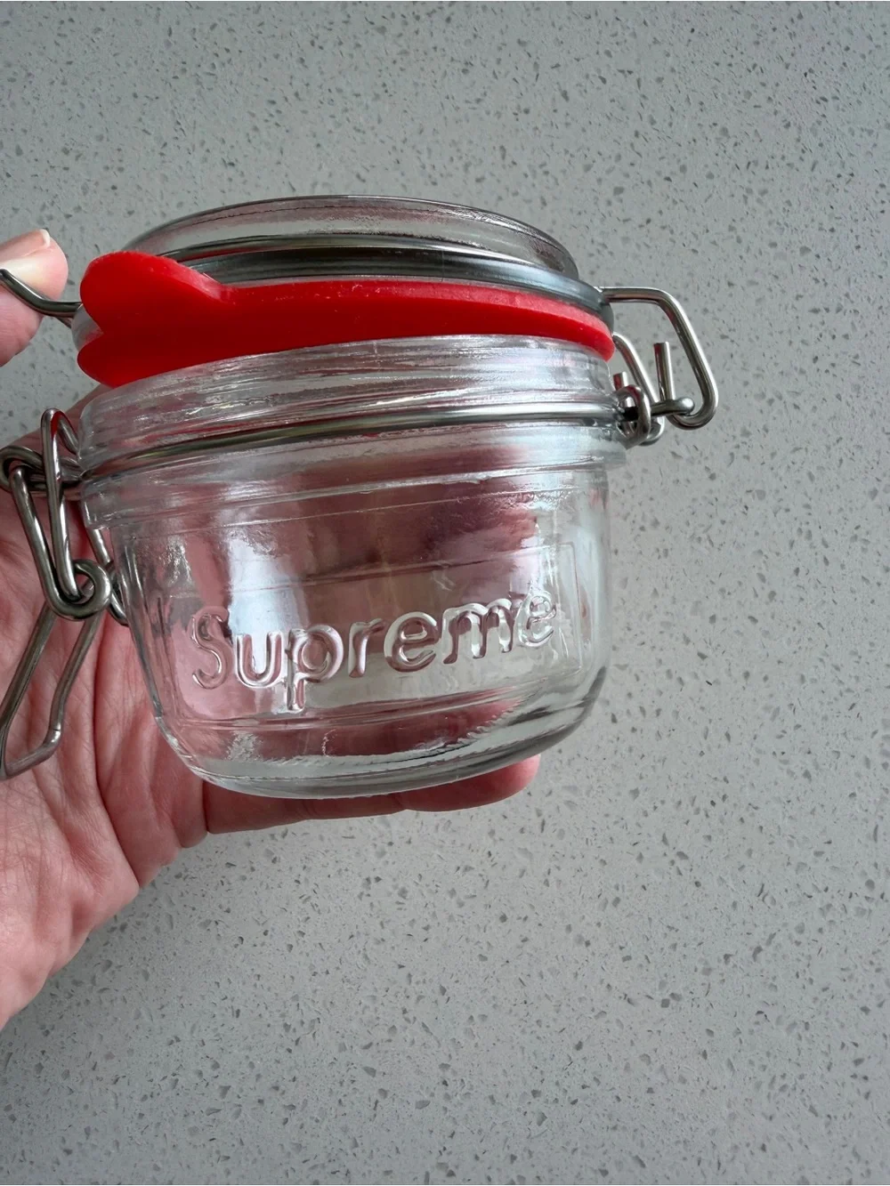 Supreme Glass Storage Jar with Red Seal and Clamp Lid